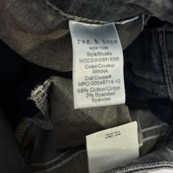 Rag & Bone Minna Black Washed Zippered Ankle Skinny Jeans - Picture 6 of 6